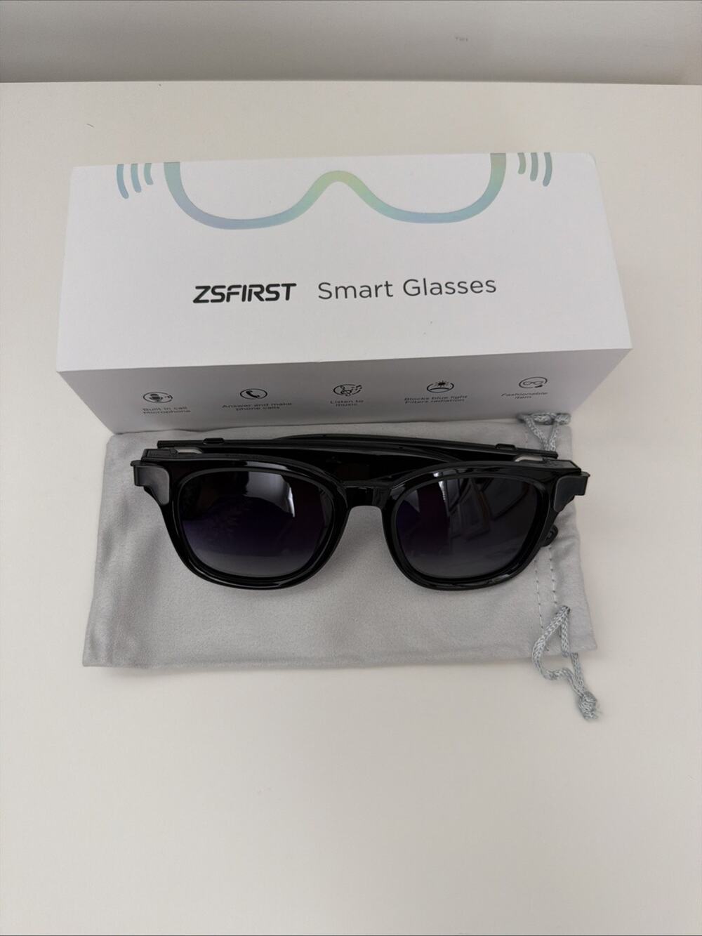 AI Smart Glasses With Camera - Black - New Open Box
